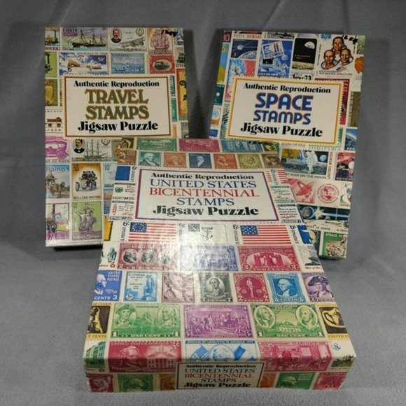Lot of 3 Vintage Authentic Reproduction Stamp Puzzles  ANB - Picture 1 of 10